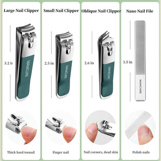 4pcs /Set Stainless Steel Nail Knife Set Household Portable Rotating Bag Nail Cutting Tool, Light Pink, Matcha Green, Dark Green
