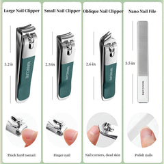 4pcs /Set Stainless Steel Nail Knife Set Household Portable Rotating Bag Nail Cutting Tool, Light Pink, Matcha Green, Dark Green