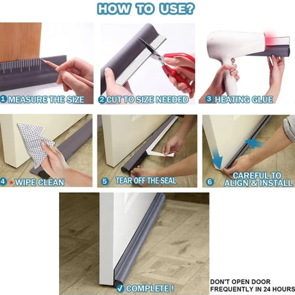 Door Bottom Seal Strip Door Seam Soundproof Windproof Sticker Door Foot Down Gap Self-Adhesive Blocking Strip, Unilateral Brown, Unilateral Black, Unilateral Gray