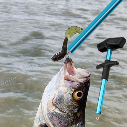 Aluminum Alloy Decoupler T-Shaped Fish Hook Remover Sea Fishing Equipment 24 X 7.5cm, Blue, Gray+Spring Rope