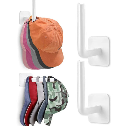 2pcs Baseball Hat Wall Self-Adhesive Hanging Shelf Rack Hook, Black, White