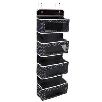 GD03 Wall-Mounted Fabric Storage Bag Wardrobe Room Door Behind Hanging Bag, Gray 4-grids, Beige 4-grids, Brown 4-grids, Black 4-grids, 4+1 Gray, 4+1 Beige, Wave Pattern 4-grids, Lantern Flower 4-grids