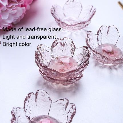 5pcs /Set Hammer Glass Cherry Blossom Dish House Sauce Plate Small Dish, Pink, Gold Edge Pink, Transparent