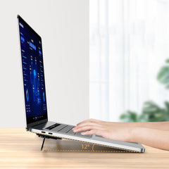 1pair Metal Laptop Invisible Stand Mini Desktop Heightening Cooling Rack Folding Keyboard Stand