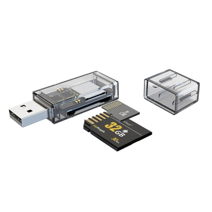 OTG Converter USB To SD/TF 2 In 1 Multi-Function Transparent Card Reader, Transparent