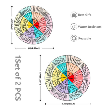 Feelings Wheel Emotions Mobile Phone Computer Sticker, 2pcs /Set Round