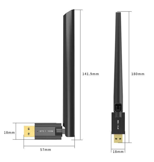 USB Bluetooth 5.1 Computer Adapter 100 Meters Receiving Transmitter, 09V