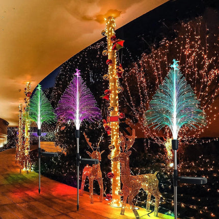 Christmas Tree Solar Light Outdoor Atmosphere Lighting Outdoor Waterproof Glowing Festival Decorative Lamp, Star Moon Transparent