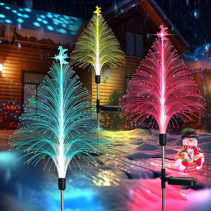 Christmas Tree Solar Light Outdoor Atmosphere Lighting Outdoor Waterproof Glowing Festival Decorative Lamp, Star Moon Transparent