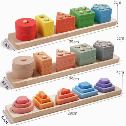 Children Geometric Shapes Color Matching Building Blocks Columns Toys