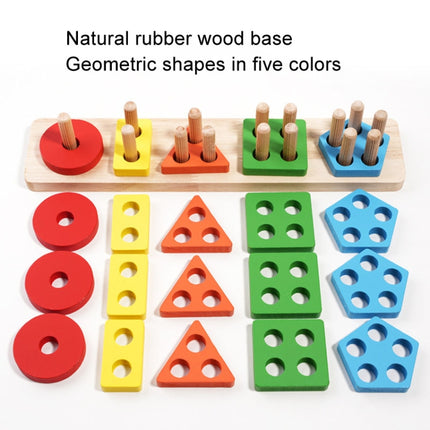 Children Geometric Shapes Color Matching Building Blocks Columns Toys