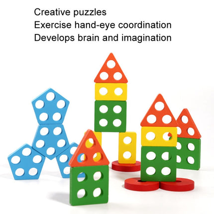 Children Geometric Shapes Color Matching Building Blocks Columns Toys
