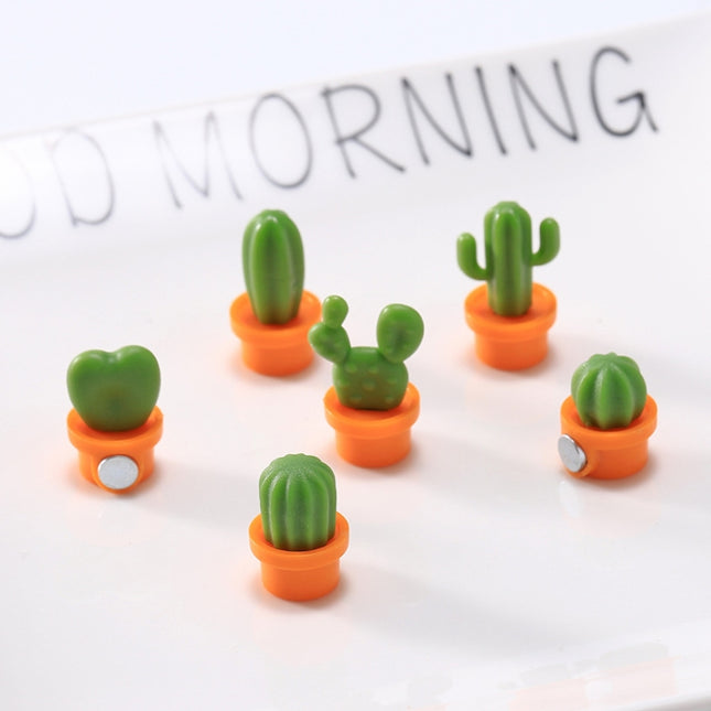 6pcs /Set Cactus Fridge Stickers Greenery Message Magnetic Cartoon Stickers