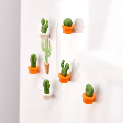 6pcs /Set Cactus Fridge Stickers Greenery Message Magnetic Cartoon Stickers
