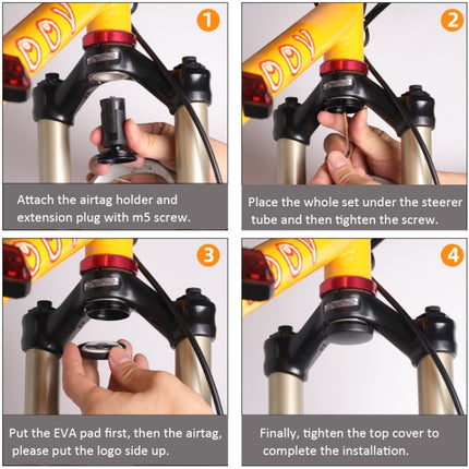 For AirTag 2nd Gen / AirTag 1st Gen Bike Hidden Mount Bicycle Front Fork Down Tube Anti-theft GPS Holder, Style 1, Style 2