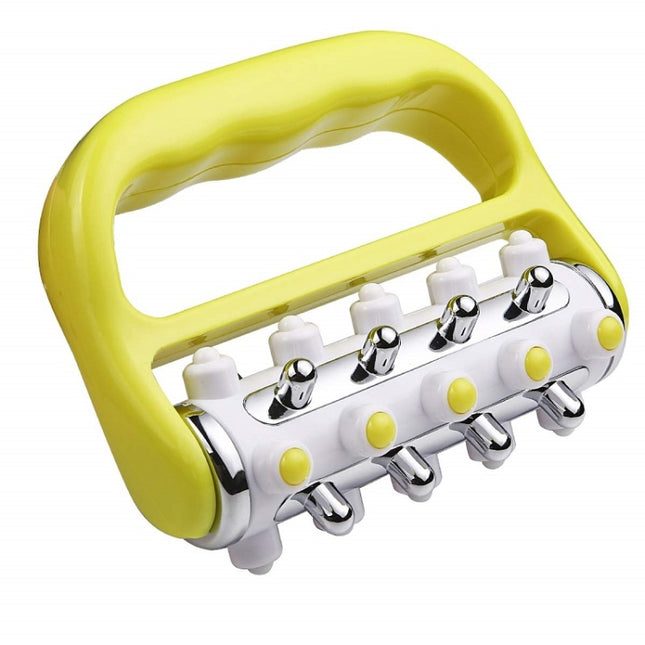 Handheld Curved Five-row Iron Column Roller Soothing Massager