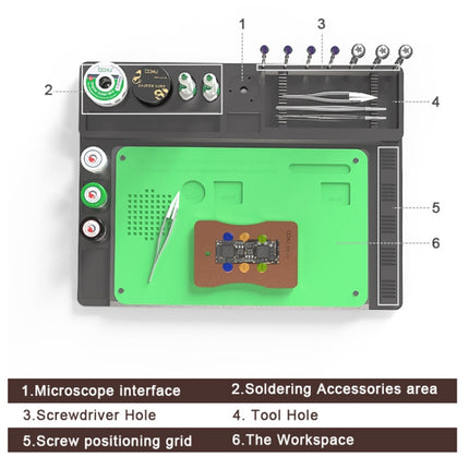 BAKU BA-692  2 In 1 Microscope Maintenance Insulation Pad Aluminum Alloy Silicone Work Mat