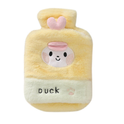 1L Hot Water Bag Dual Hands Plush Cute Hand Warmer, Black and White Puppy, Brown Bear, Fruit Green Frog, Yellow Duck, Pink Bunny, Consortium, Naughty Cat, Little Brown Bear, Little White Rabbit