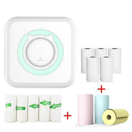 C15 Mini Student Bluetooth Inkless Photo Label Thermal Printer, Green+5 Paper, Pink+5 Paper, Green+5 Stickers, Pink+5 Stickers, Green+10 Paper, Pink+10 Paper, Green+5 Stickers+5 Paper, Pink+5 Stickers+5 Paper, Green+5 Stickers+5 Paper+3 Color Paper    ...