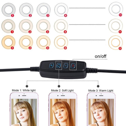 Selfie Ring Light With Cell Phone Holder 360 Rotating Flexible Arms For Live Stream, 8 Inch