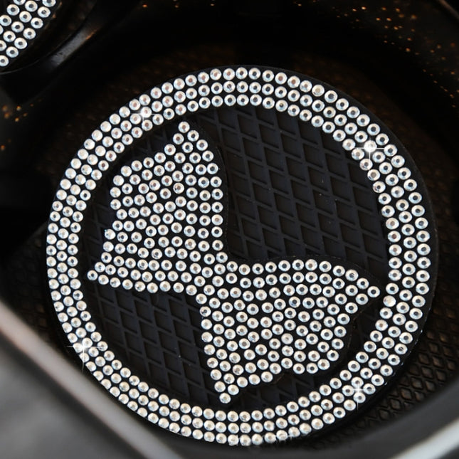 Car Multifunctional Anti-slip Coaster with Diamond Bow Crystal
