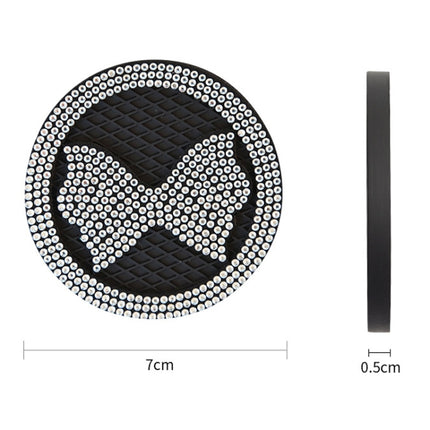 Car Multifunctional Anti-slip Coaster with Diamond Bow Crystal