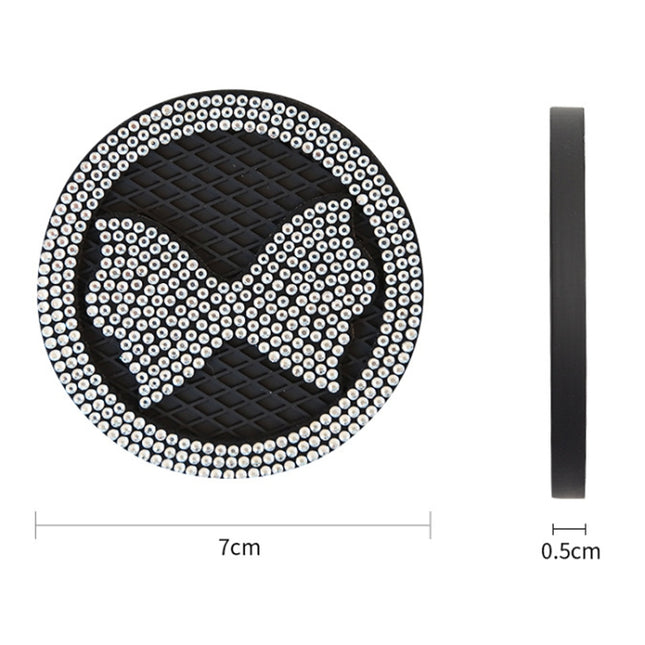 Car Multifunctional Anti-slip Coaster with Diamond Bow Crystal