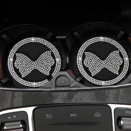 Car Multifunctional Anti-slip Coaster with Diamond Bow Crystal