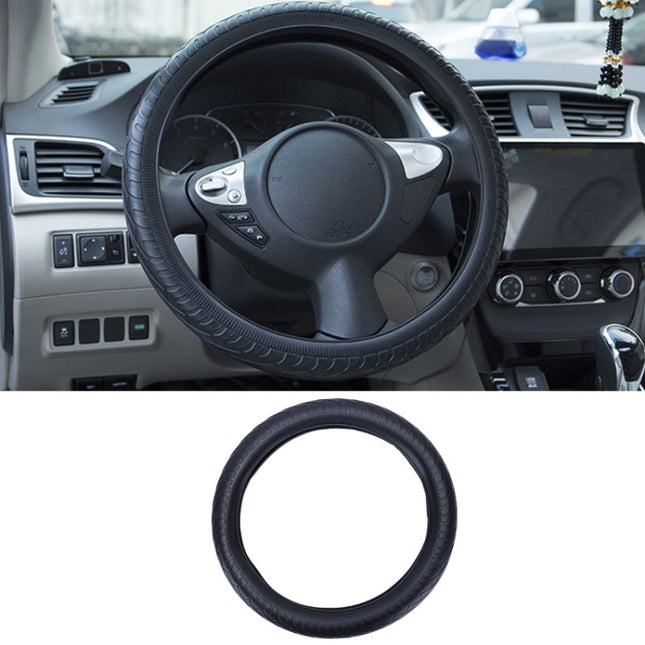 Car Silicone Protective Cover Wear Resistant Non-Slip Tire Pattern Driving Grip Sleeve, For 36cm-40cm Diameter Steering Wheel