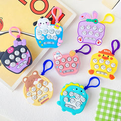 Cartoon Pattern Mini Palm Gaming Machine Play Mouse Electronic Lighting Decompressing Toy Keychain, Kurolo, Dog, Little Dinosaur, Pink Rabbit Ear, Purple Rabbit Ear, Little Yellow Duck, Brown Bear, Carrot Rabbit