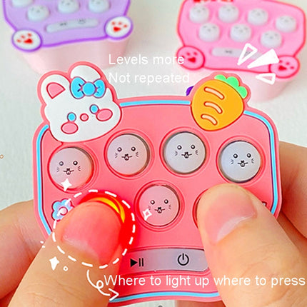 Cartoon Pattern Mini Palm Gaming Machine Play Mouse Electronic Lighting Decompressing Toy Keychain, Brown Bear, Carrot Rabbit