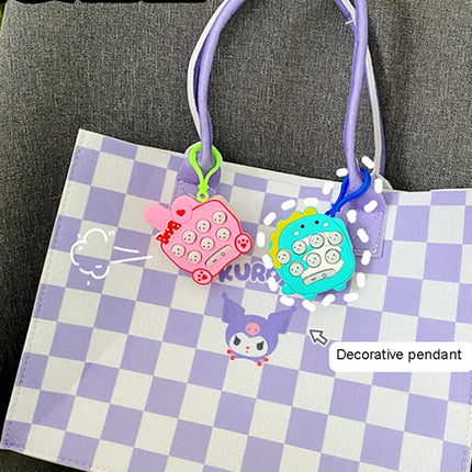 Cartoon Pattern Mini Palm Gaming Machine Play Mouse Electronic Lighting Decompressing Toy Keychain, Carrot Rabbit