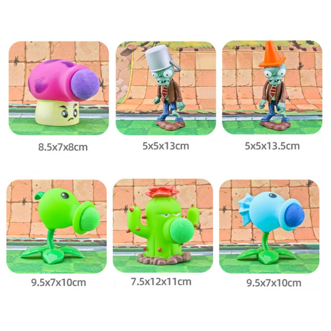 5pcs /Pack Genuine Plant VS Zombie Toy Set Children Cartoon Anime Doll, 686-1 Ice Shooter+Iron Barrel Zombie, 686-1 Pea Shooter+Barricades Zombie, 686-1 Big Spray Mushroom+Iron Barrel Zombie, 686-1 Cactus+Barricades Zombie