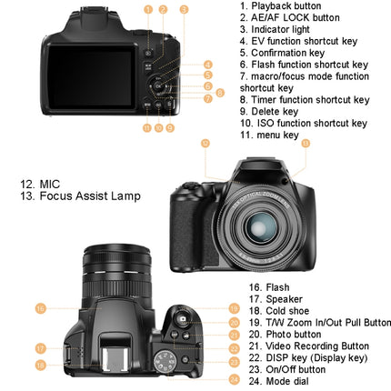 Cámara W2 64MP 4K Pantalla de 3 pulgadas Zoom óptico 10X + Zoom digital 4X, W2