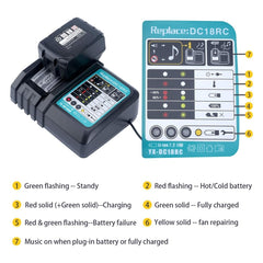 LUOMASHI For Makita 18V Lithium Battery Charger, US Plug, EU Plug, UK Plug
