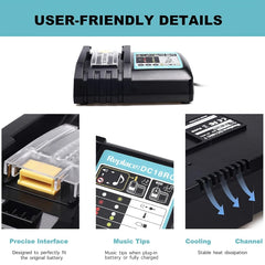 LUOMASHI For Makita 18V Lithium Battery Charger, US Plug, EU Plug, UK Plug