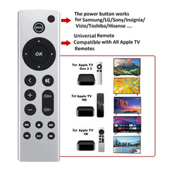 Para control remoto de Apple TV 4K/HD A2169 A1842 A1625 sin voz, estilo normal