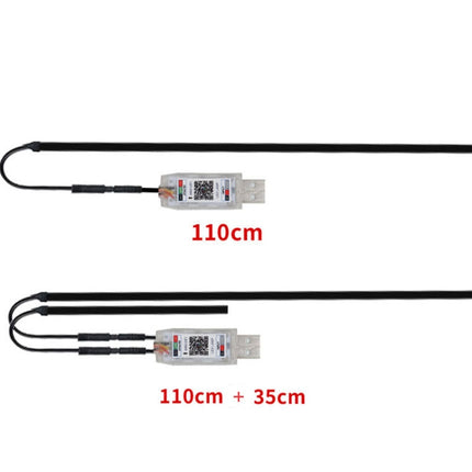 Car Interior Fiber Optic Cold Light RGB Ambient Lamp Center Phantom Footwell Atmosphere Lights, One To One 110cm, One To Two 110cm+35cm