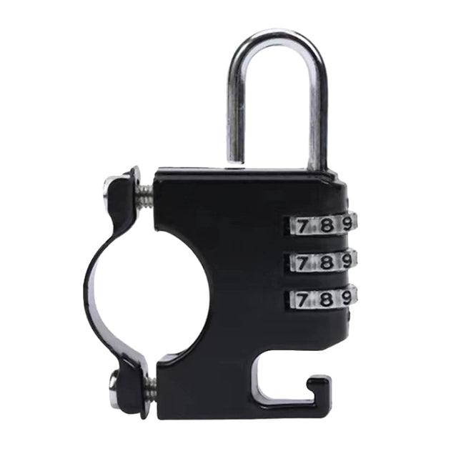 Motorcycle Helmet Anti-Theft Lock Fixed Helmet Combination Padlock, Black, Silver