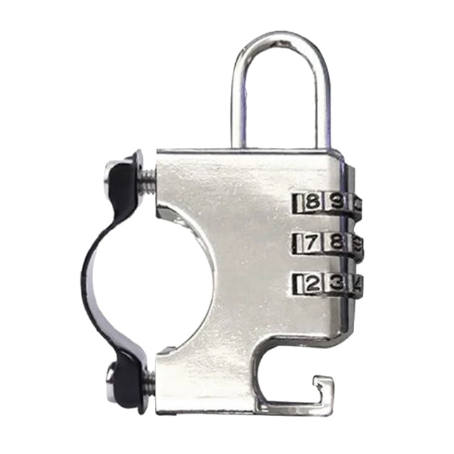 Motorcycle Helmet Anti-Theft Lock Fixed Helmet Combination Padlock, Black, Silver