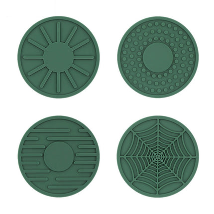 4pcs/set 6.8x0.3cm Car Anti-slip Silicone Water Coaster Storage Interior, Black, Gray, Brown, Green, Wine Red