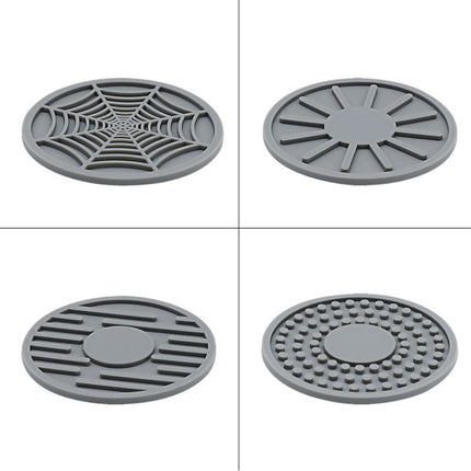 4pcs/set 6.8x0.3cm Car Anti-slip Silicone Water Coaster Storage Interior, Black, Gray, Brown, Green, Wine Red