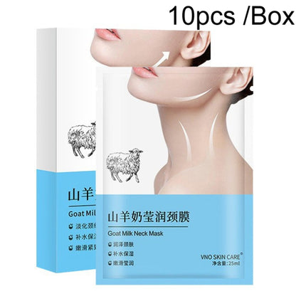 VNO SKIN CARE Goat Milk Neck Mask Lighten Wrinkles Neck Care Mask, 10pcs /Box