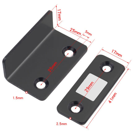 90 Degree No-Punch Invisible Door Suction Thin Section Wardrobe Sliding Door Magnetic Suction, Silver, Black
