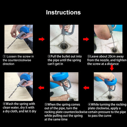 Steel Pipe Sewer Toilet Kitchen Sink Dredging Tool, 4m, 5m, 10m