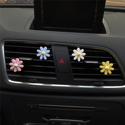 Colorful Daisy Car Decorative Air Vent Aromatherapy Clip, Blue, White, Yellow