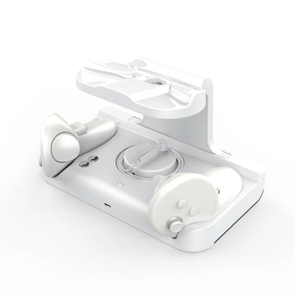 For Meta Quest 3 Headset Charging Base with Dazzle Lights VR Grip Charging Stand, White, Black