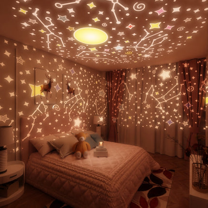 Rotatable Cartoon Atmosphere Projection Lamp Music Night Light, Plug-in Model, Music Box Remote Model, Bluetooth Remote Model
