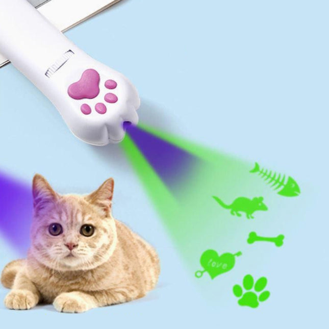 Pet Projection Toy USB Rechargeable LED Pattern Projector Cat Teaser Interactive Toys, A Type-Red Laser+ Green Light, B Type-Red Laser+ Red Light, C Type-UV Light+Green Light, D Type -UV Light+Red Light