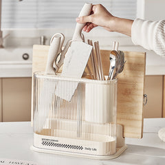 Cream Style Kitchen Storage Rack Knife Holder Chopping Board, Pot Lid Rack, Knife Rack, 2 In 1